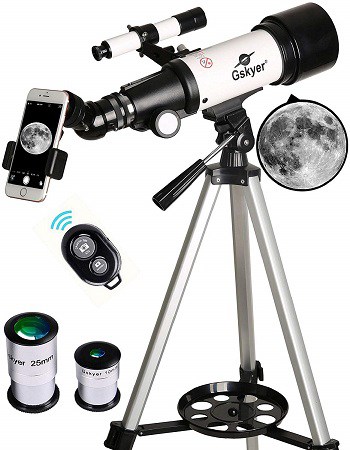 Telescope Scope with Smartphone Adapter and Wireless Camera Remote for Kids & Beginners 60mm Aperture 700mm AZ Mount Astronomy Refractor Telescope 