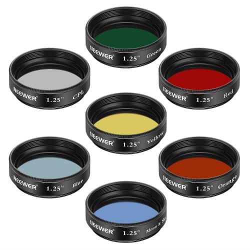 Telescope Eyepiece Filter Set 6 pcs 1.25inch Colorful Telescope Filter Kit with Storage Box for Telescopes Eyepieces 