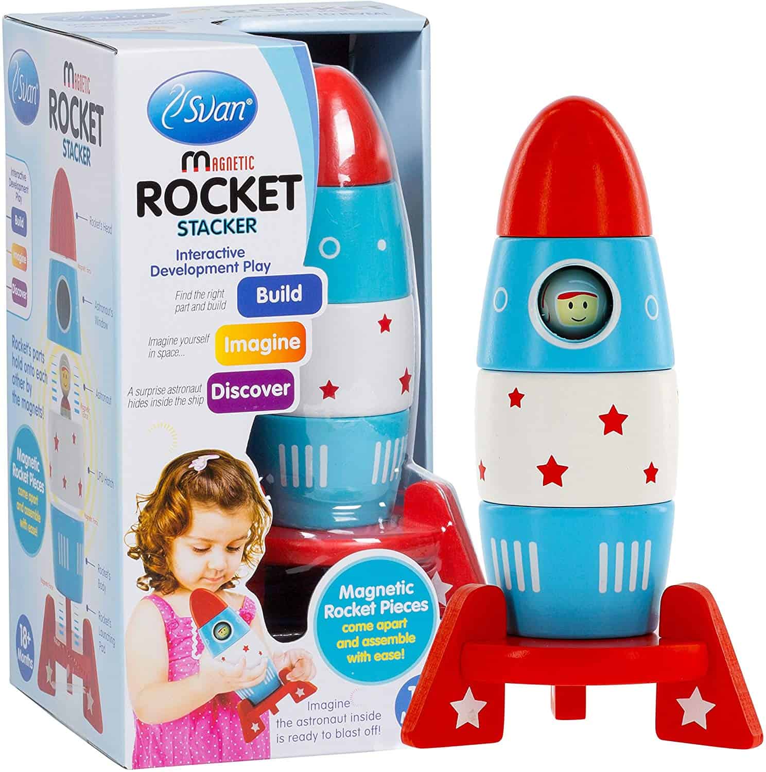 Wooden Stacker Toy Space Rocket