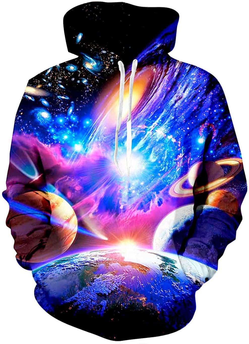 H.eternal Kid Boys Girls Hoodies Pullover Geometric Sweatshirts 3D Galaxy Fleece Print with Pocket Jumpers Casual Baseball Uniform Activewear Autumn Winter Outwear 