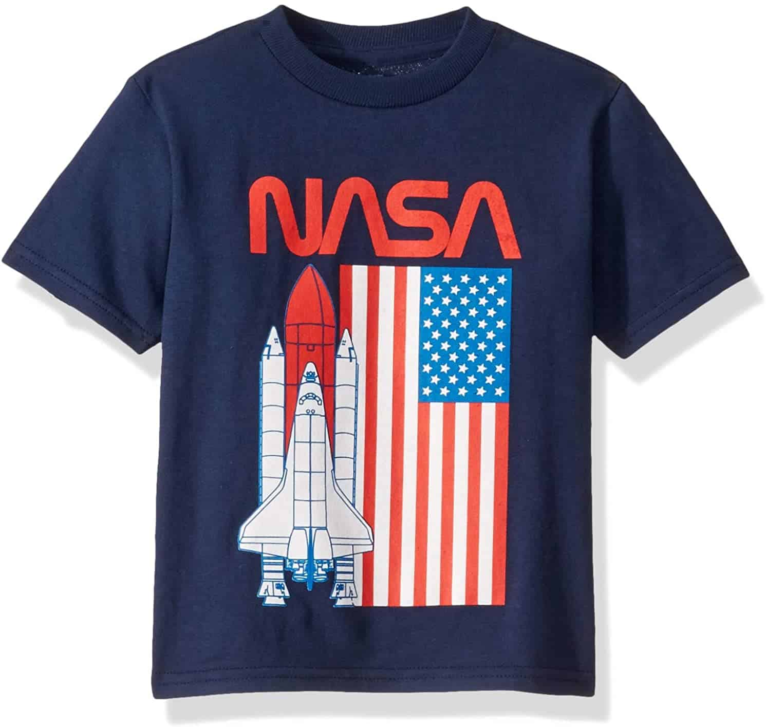 NASA Kids Space Shuttle USA Flag Short Sleeve T-Shirt-Toddlers
