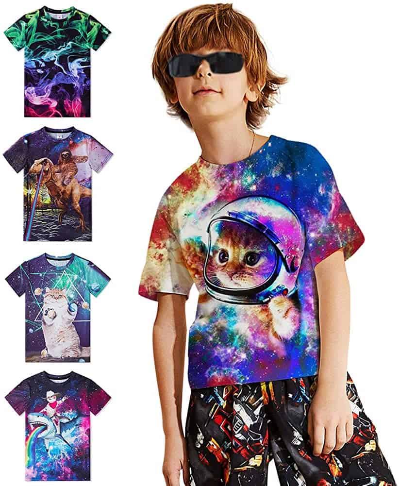 TUONROAD Original Boys Girls T-Shirt 3D Graphic Novelty Kids Teens Shirt Elastic Smooth Tee for 6-16 Years