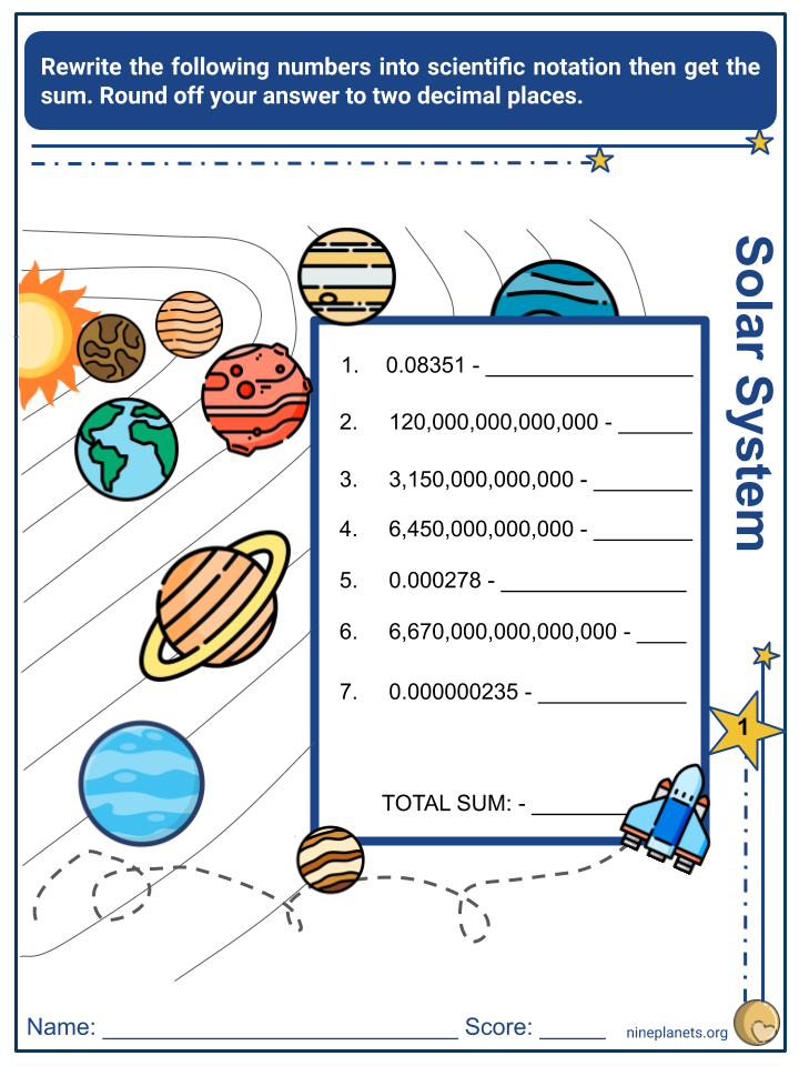 Performing Operations using Scientific Notation Worksheets for Kids
